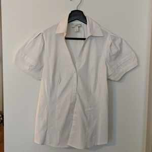 Ann Taylor Loft White Short Sleeve Button Up
